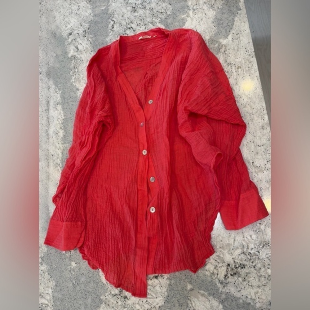 Monday Swimwear Barcelona Tunic in Strawberry Crinkle Size P/S